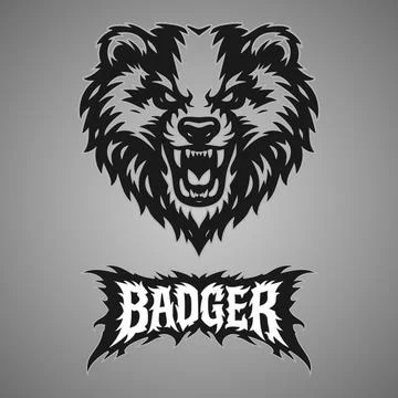 Vector tribal badger logo with text Stock Illustration