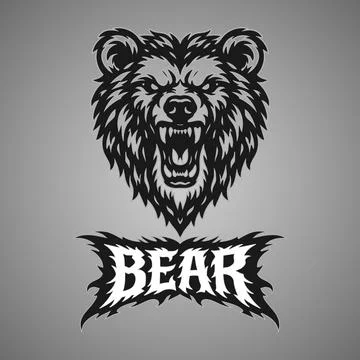 Vector tribal bear logo with text Stock Illustration