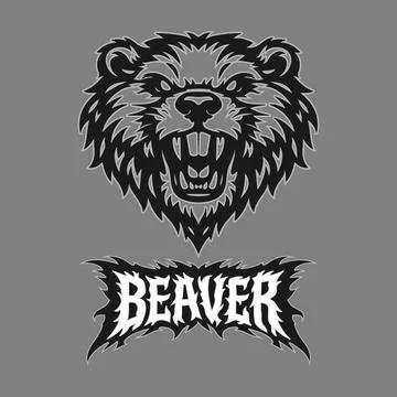 Vector tribal beaver logo with text Stock Illustration