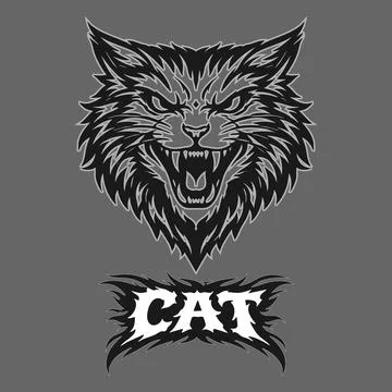 Vector tribal cat logo with text Stock Illustration
