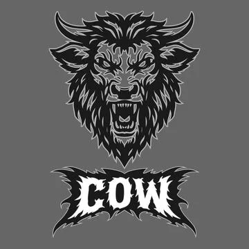 Vector tribal cow logo with text Stock Illustration