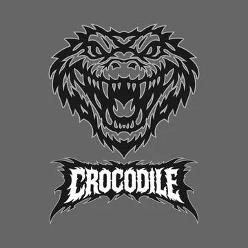 Vector tribal crocodile logo with text Stock Illustration