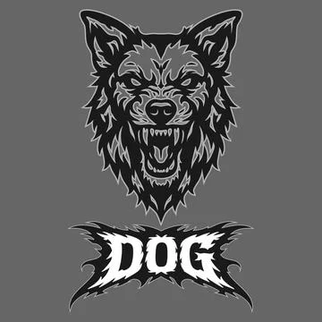 Vector tribal dog logo with text Stock Illustration