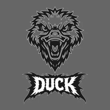 Vector tribal duck logo with text Stock Illustration
