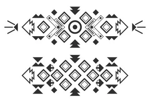 Vector tribal elements, ethnic collection, aztec stile isolated on white Stock Illustration