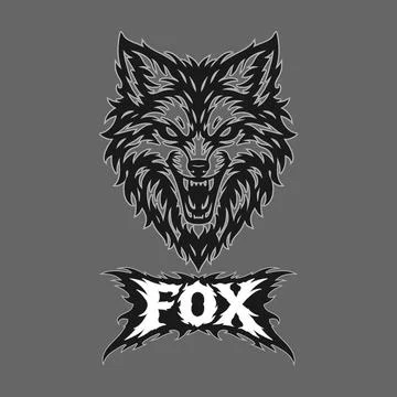 Vector tribal fox logo with text Stock Illustration