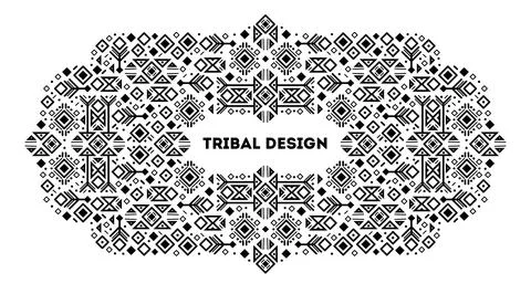 Vector tribal frame, cover template, decorative geometric aztec border Stock Illustration
