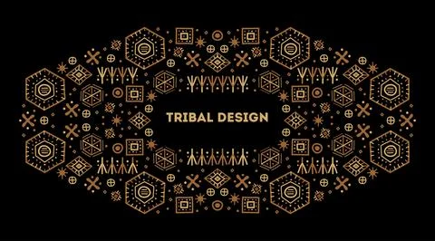 Vector tribal frame. Cover template, decorative geometric african border. Stock Illustration