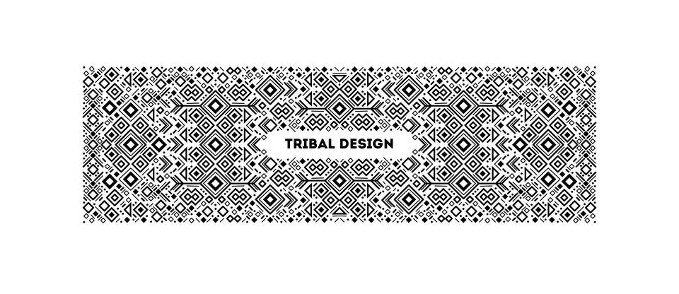 Vector tribal frame, cover template, decorative geometric aztec border Stock Illustration