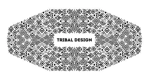 Vector tribal frame, cover template, decorative geometric aztec border Stock Illustration