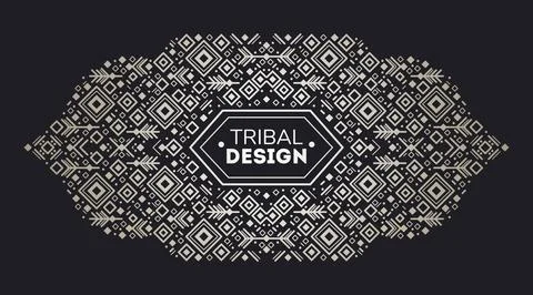 Vector tribal frame, cover template, decorative geometric aztec border Stock Illustration
