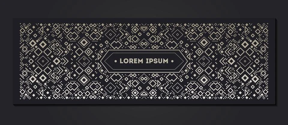 Vector tribal frame, cover template, decorative geometric aztec border Stock Illustration