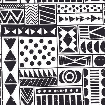Vector of tribal geometric black patterns on white background Stock Illustration