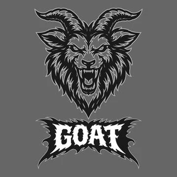 Vector tribal goat logo with text Stock Illustration