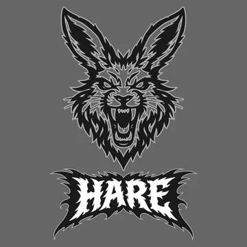 Vector tribal hare logo with text Stock-Illustration
