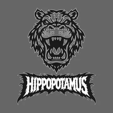 Vector tribal hippo logo with text Ilustración de archivo