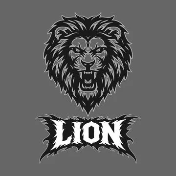Vector tribal lion logo with text Ilustración de archivo