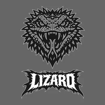 Vector tribal lizard logo with text Stock Illustration