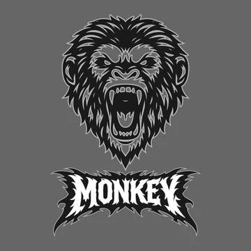 Vector tribal monkey logo with text Stock Illustration