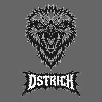 Vector tribal ostrich logo with text Illustrazione stock
