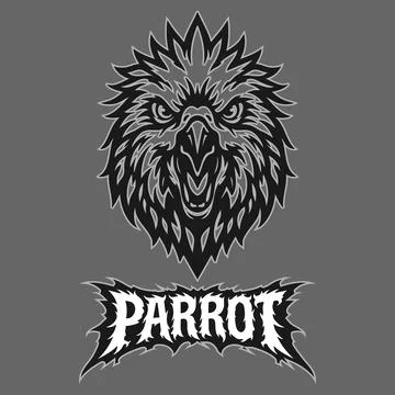 Vector tribal parrot logo with text Stock Illustration