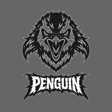 Vector tribal penguin logo with text Stock Illustration