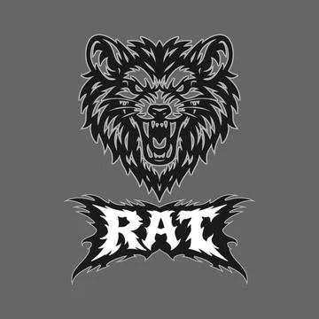 Vector tribal rat logo with text Stock Illustration