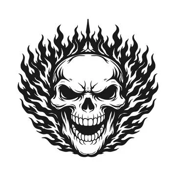 Vector tribal skull logo with fire Illustrazione stock