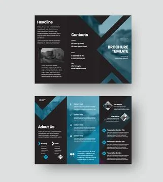 Vector trifold with presentation of company information, creative design, ins Stock Illustration