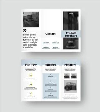 Vector trifold template with geometric design on white background, with reali Stock Illustration