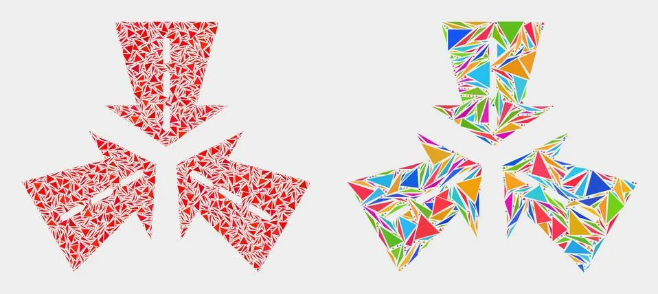 Vector Triple Roads Intersection Mosaic Icon of Triangle Items イラスト素材