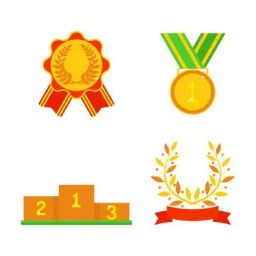 Vector trophy champion cup flat icon winner gold award and victory prize sport Stock Illustration