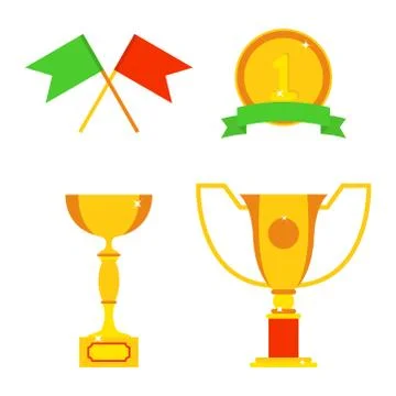 Vector trophy champion cup flat icon winner gold award and victory prize sport Stock Illustration