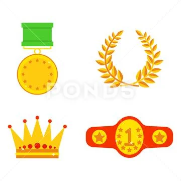 Vector trophy champion cup flat icon winner gold award and victory prize sport Stock Illustration