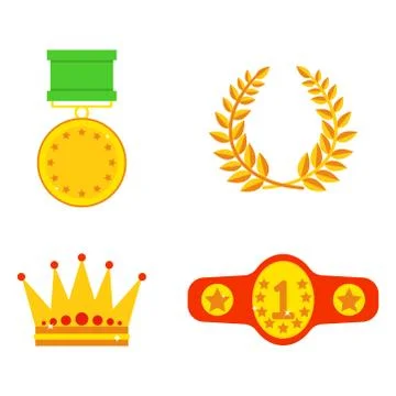 Vector trophy champion cup flat icon winner gold award and victory prize sport Stock Illustration