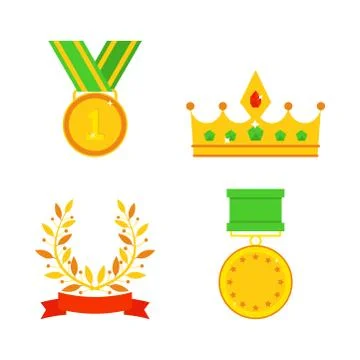 Vector trophy champion cup flat icon winner gold award and victory prize sport Stock Illustration