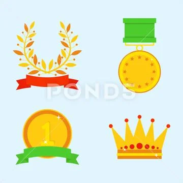 Vector trophy champion cup flat icon winner gold award and victory prize sport Stock Illustration