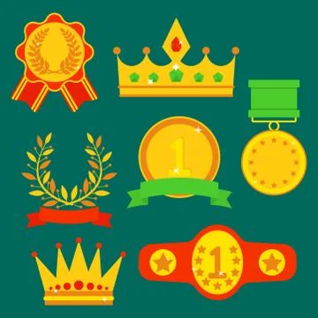 Vector trophy champion cup flat icon winner gold award and victory prize sport Stock Illustration