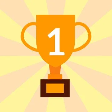 Vector trophy champion cup flat icon winner gold award prize best win golden Stock Illustration