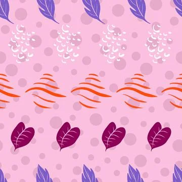 Vector tropic leaves on pink background, seamless pattern Stock Illustration