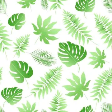 Vector tropical abstract seamless pattern. Tropical palm leaves. Abstract rep Stock Illustration