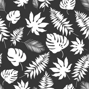 Vector tropical abstract seamless pattern. Tropical palm leaves. Abstract rep Stock Illustration