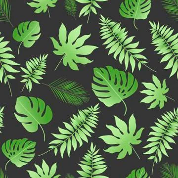 Vector tropical abstract seamless pattern. Tropical palm leaves. Abstract rep Stock Illustration