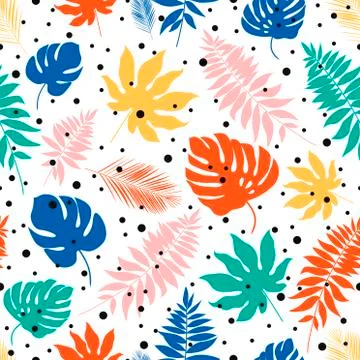 Vector tropical abstract seamless pattern. Tropical palm leaves. Abstract rep Stock Illustration