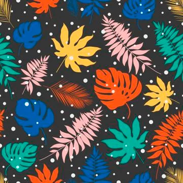 Vector tropical abstract seamless pattern. Tropical palm leaves. Abstract rep Stock Illustration