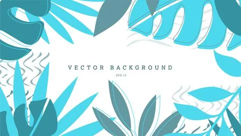 Vector tropical background with blue exotic monstera leaves, palms, place for Stock Illustration