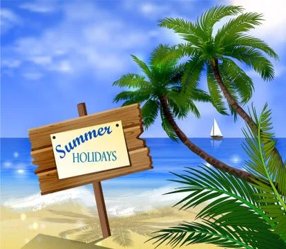 Vector tropical beach Stock Illustration