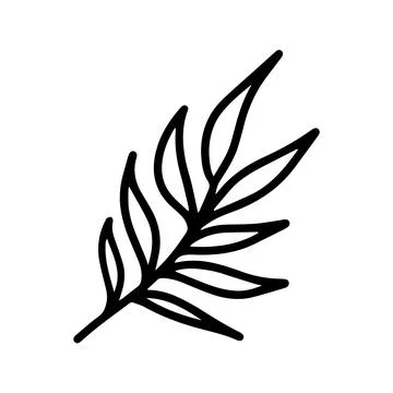 Vector tropical coconut leaf isolated on white background. Funny coloring and Stock Illustration