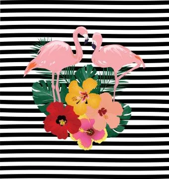 Vector Tropical Flamingos Stock Illustration