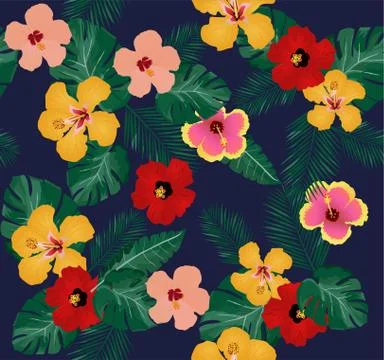 Vector tropical flowers イラスト素材